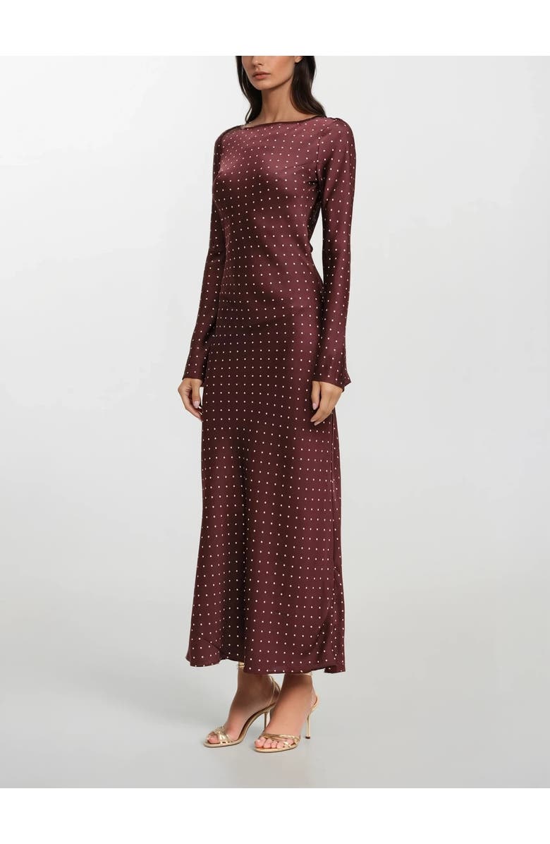 Sisterly Adele Polka-Dot Gown, Alternate, color, Burgundy