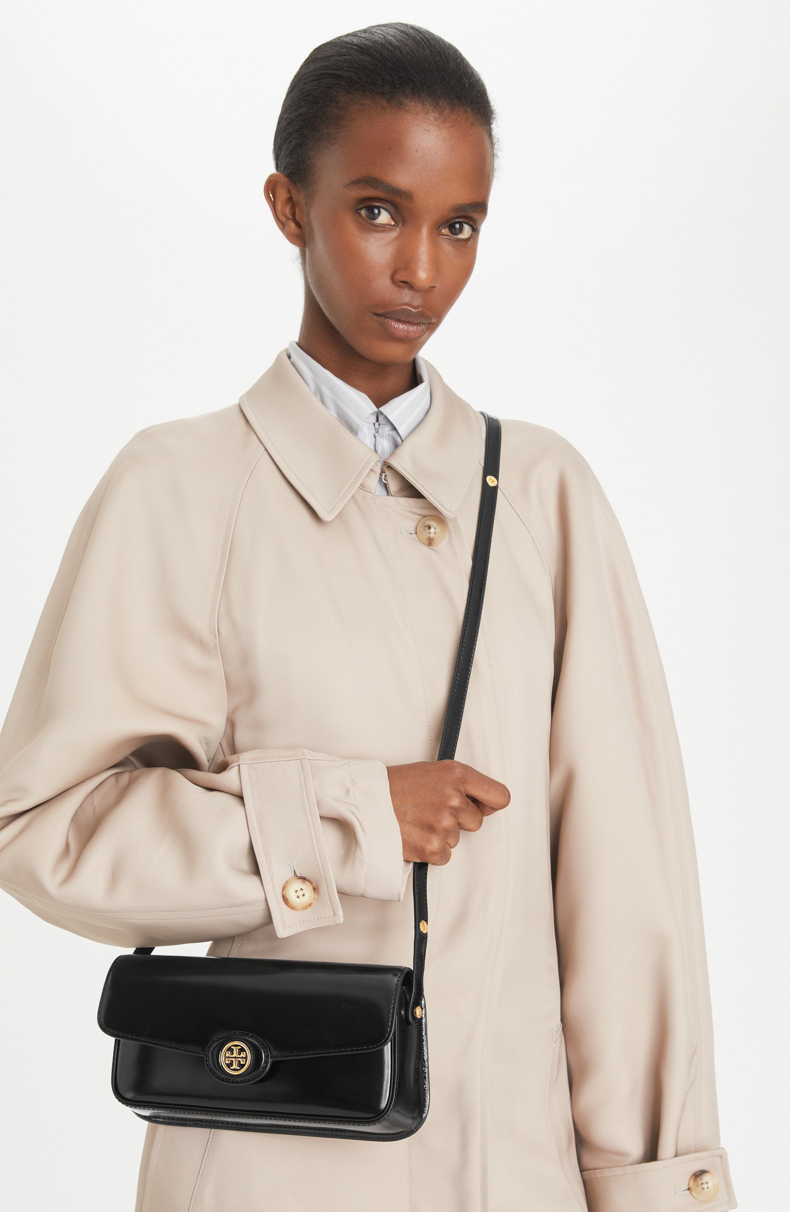 Tory Burch Robinson Spazzolato Leather Shoulder Bag, Alternate, color, 