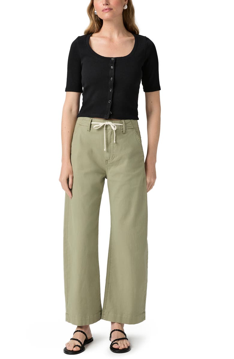 PAIGE Arellia Drawstring High Waist Ankle Barrel Leg Trouser Jeans, Alternate, color, Vintage Oak Moss