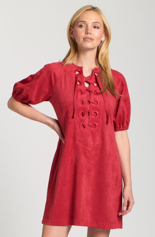 Apny Puff Sleeve Minidress In Red