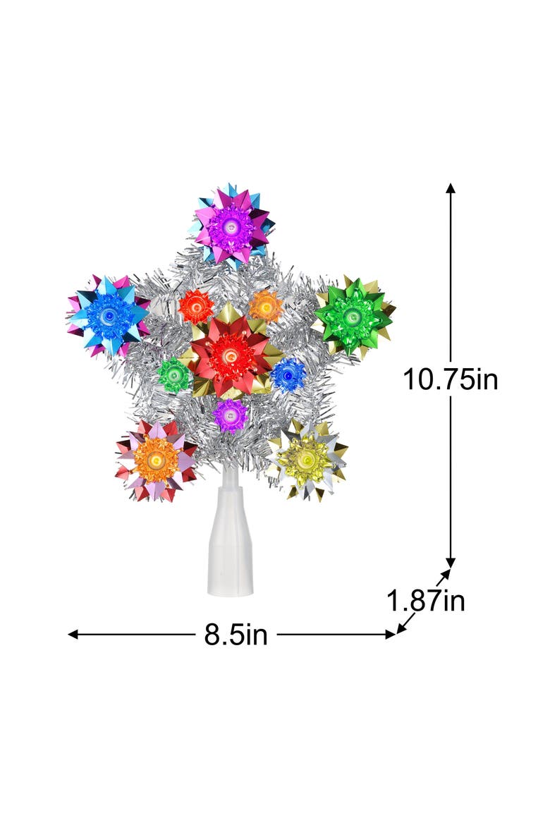 11 in. Tinsel Star Tree Topper, Alternate, color, Multicolored