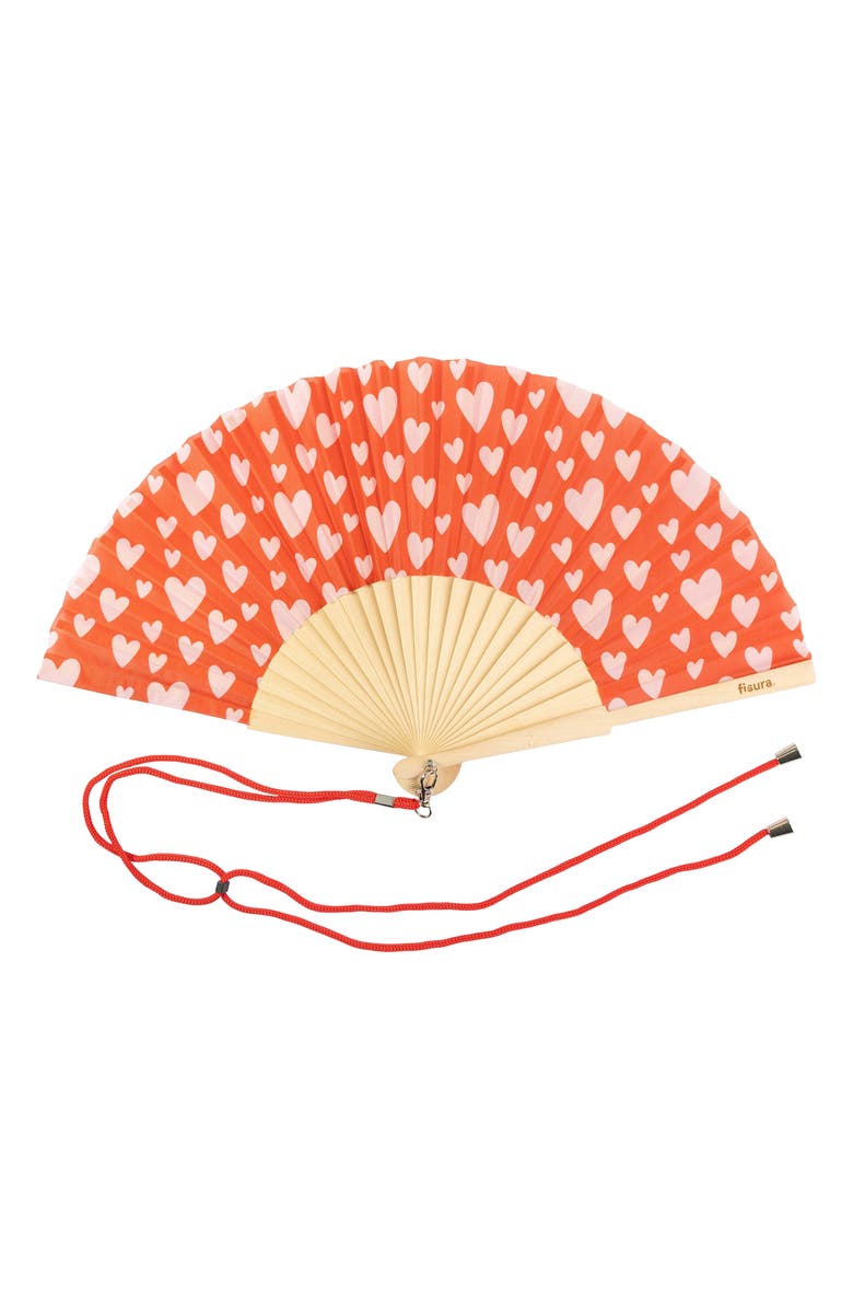 Fisura Hearts Foldable Hand Fan, Main, color, 