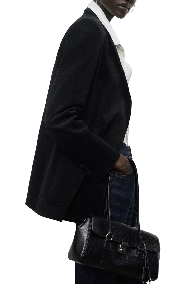 MANGO Stretch Velveteen Jacket, Alternate, color, Black