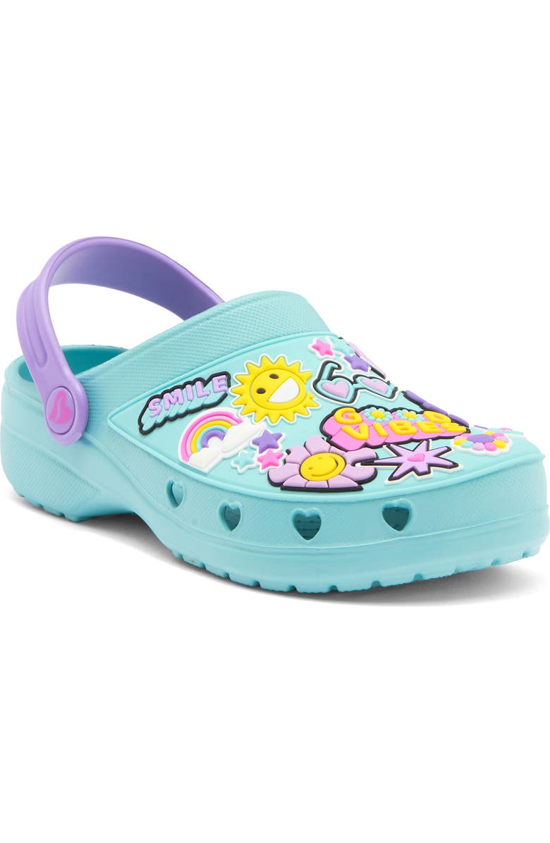 SKECHERS Kids' Foamies: Heart Charmer Vibin Friends Clog, Main, color, Turquoise/ Multi