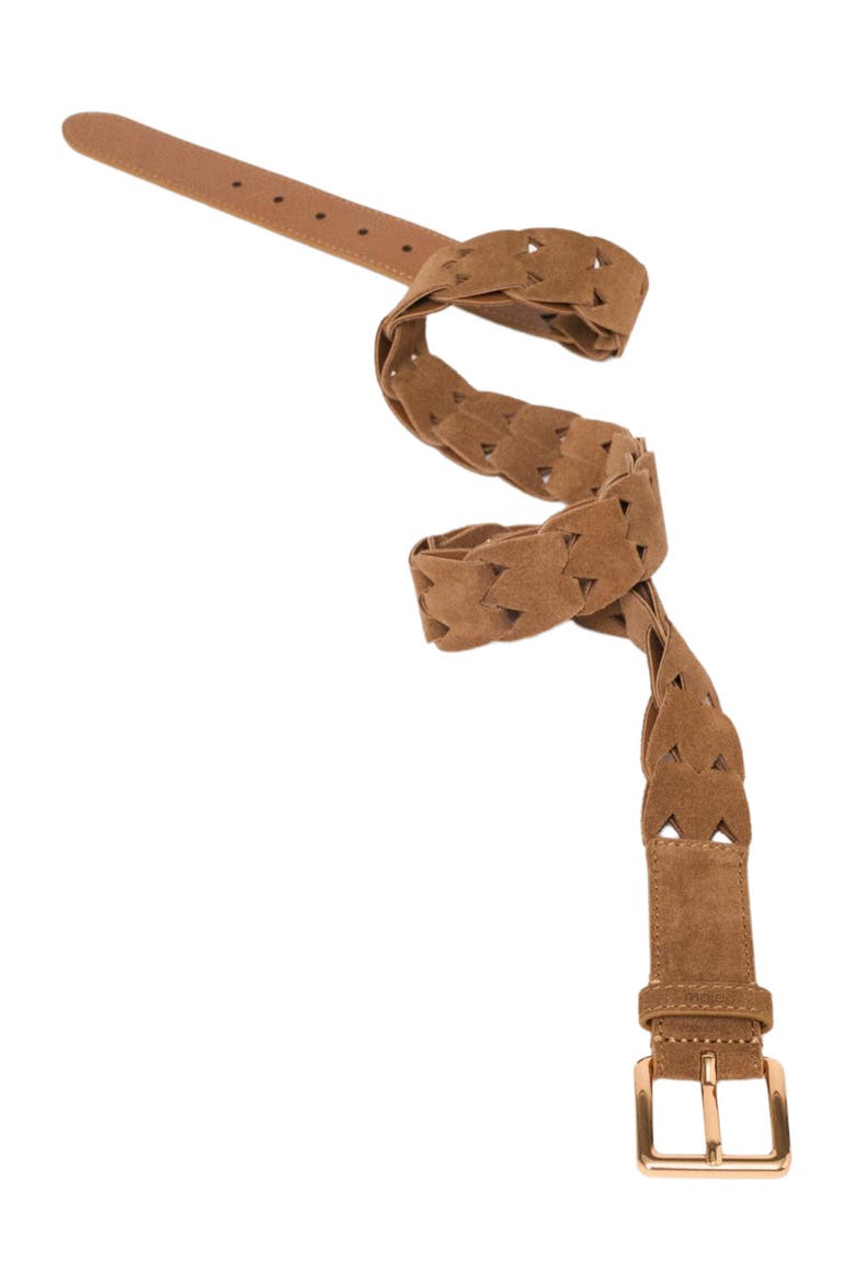 Braided suede belt, Alternate, color, Camel
