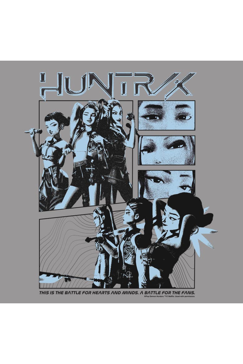Junior's KPop Demon Hunters A Battle For The Fans Superstars  Sweatshirt, Alternate, color, Heather Gray