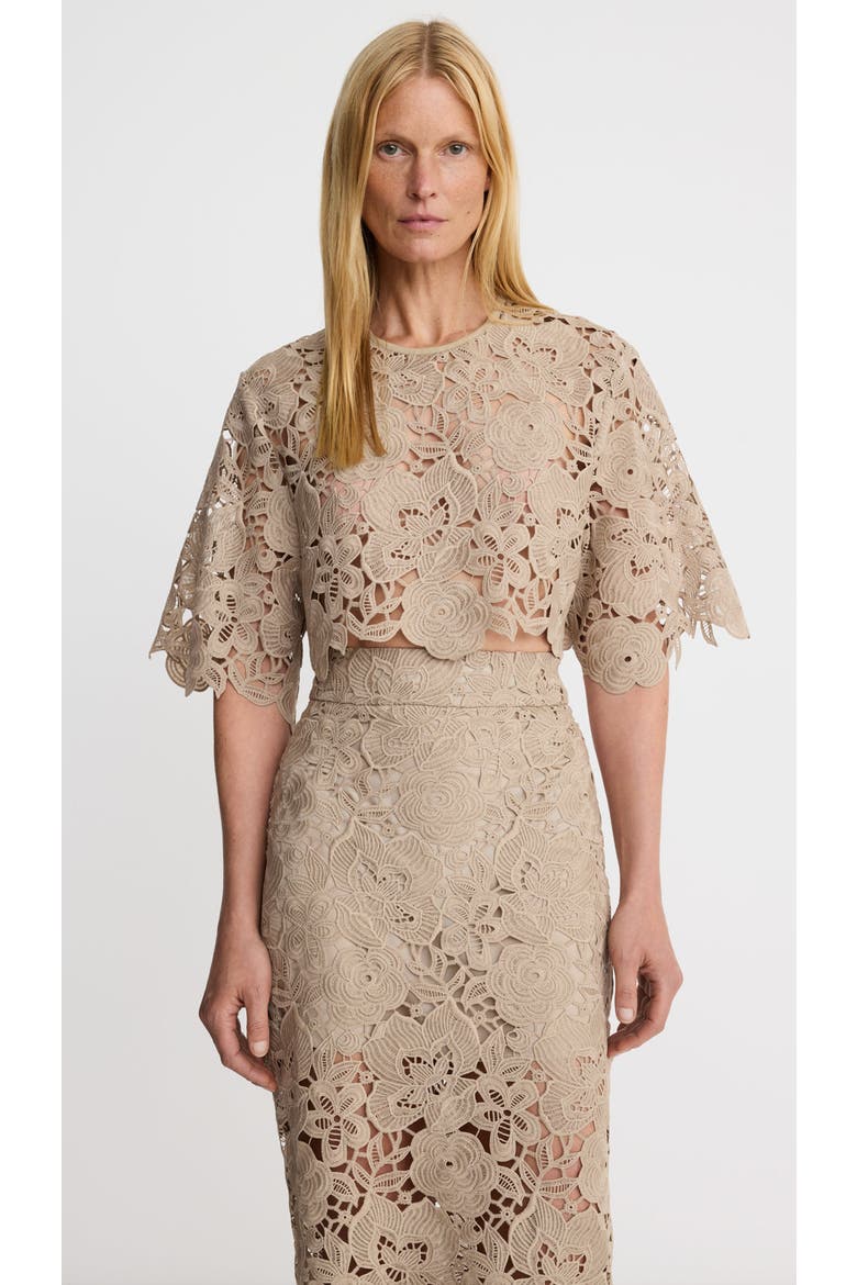 Lace Tee, Main, color, Latte