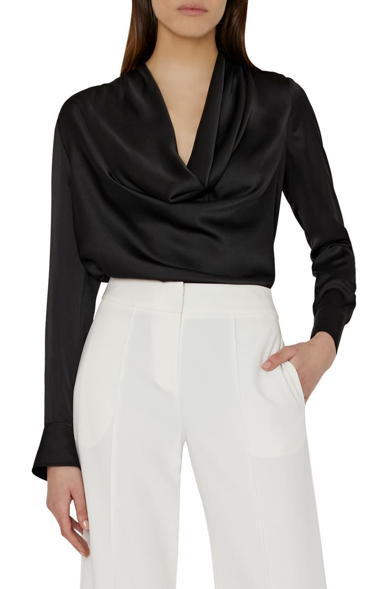 Milly Nancy Cowl Neck Satin Top, Main, color, 