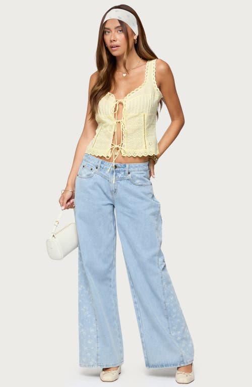 Edikted Fiore Eyelet Tie Front Tank In Yellow