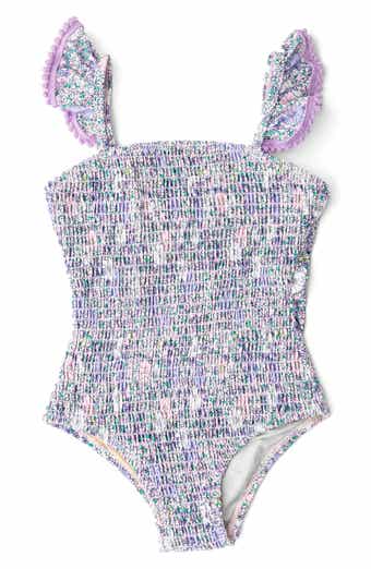 Shade Critters Kids' Flower Power Smocked One-Piece UPF 50+ Swimsuit