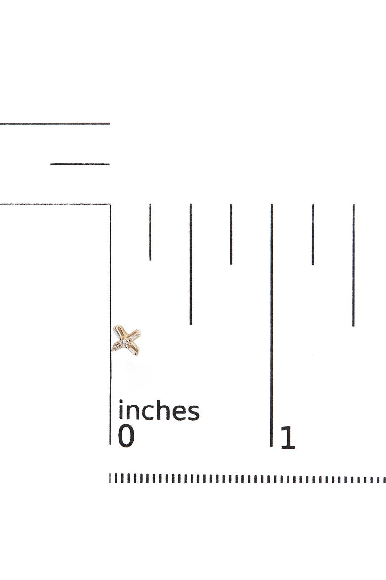 10K Yellow Gold 1/10 Ct Round and Baguette Diamond Criss Cross X Stud Earring, Alternate, color, Yellow