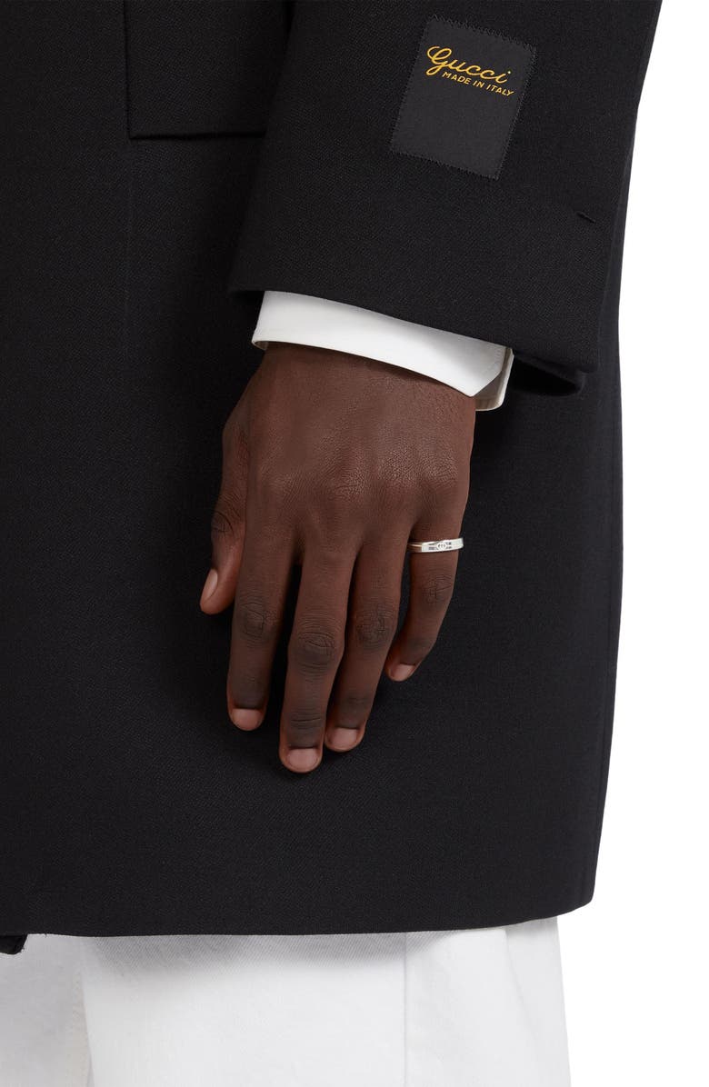 Gucci Interlocking-G Tag Sterling Silver Ring, Alternate, color, Silver