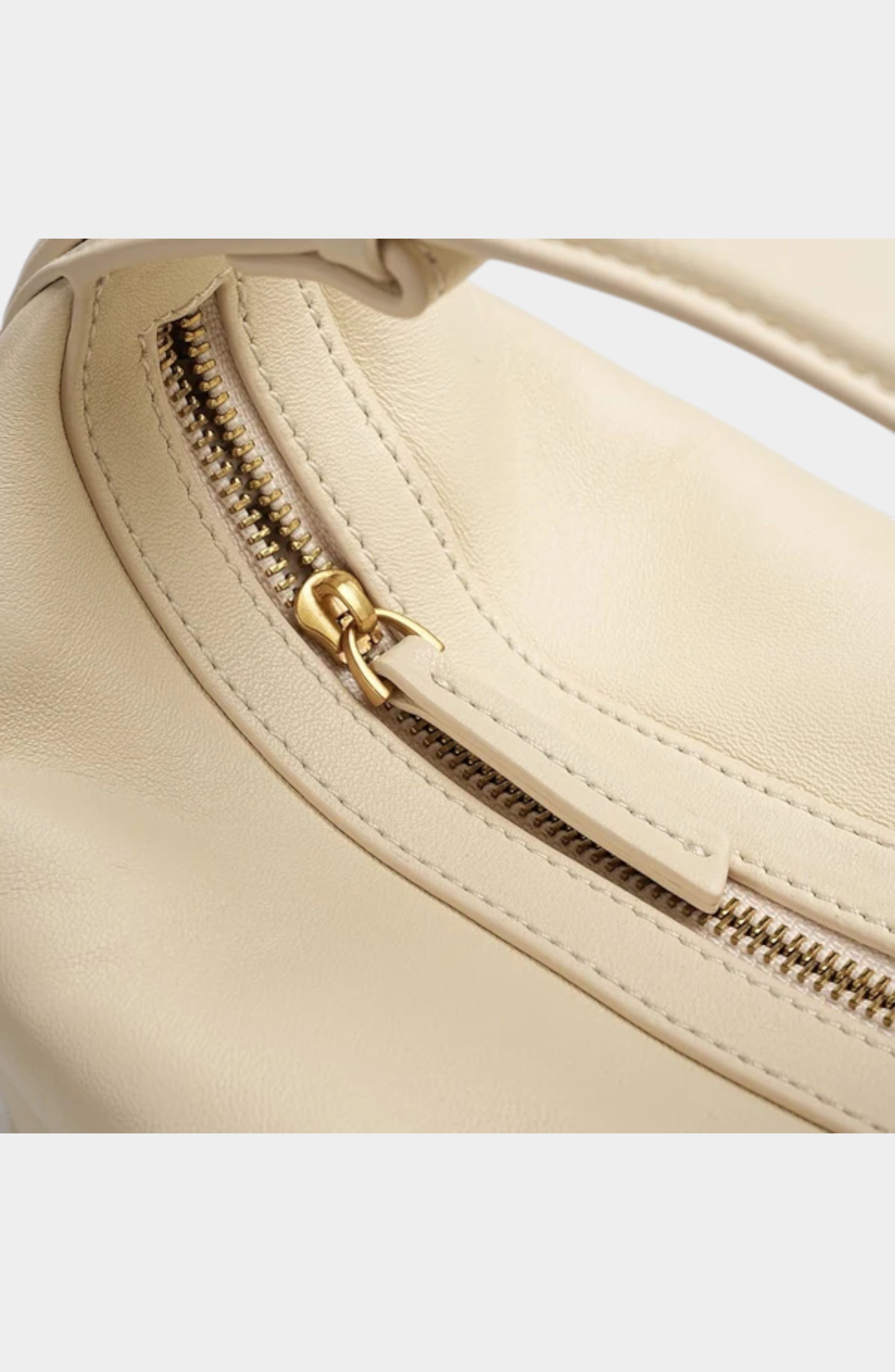 Camilla Genuine Sheep Leather Half Moon Bag, Alternate, color, Creamy White