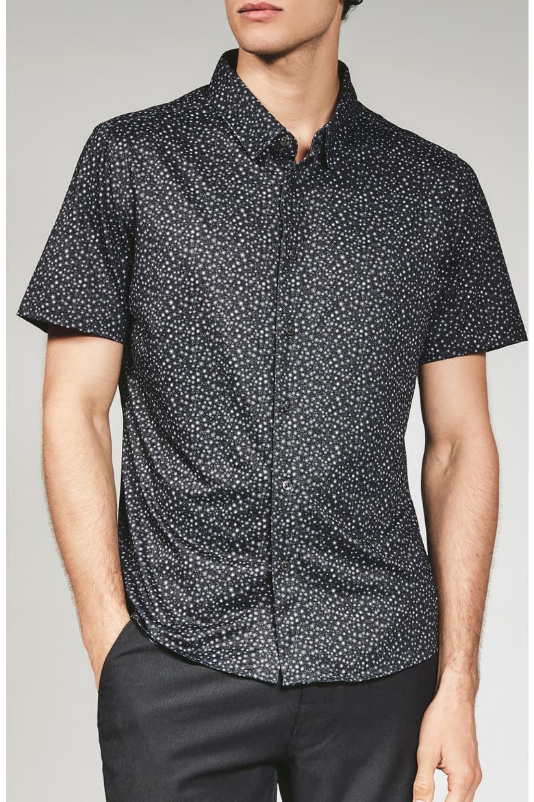 Mercer Floral Short Sleeve Button-Up Shirt, Main, color, BLACK