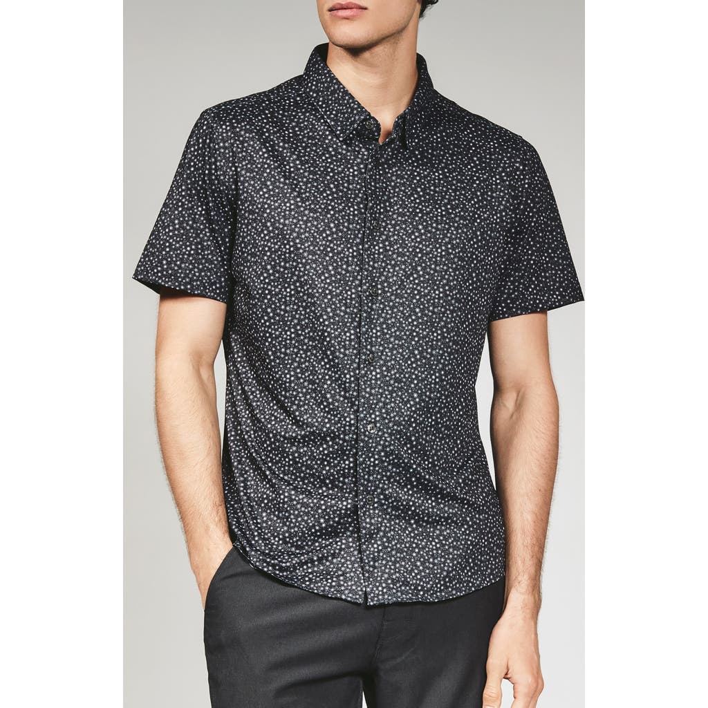 7 Diamonds Mercer Floral Short Sleeve Button-up Shirt In Black
