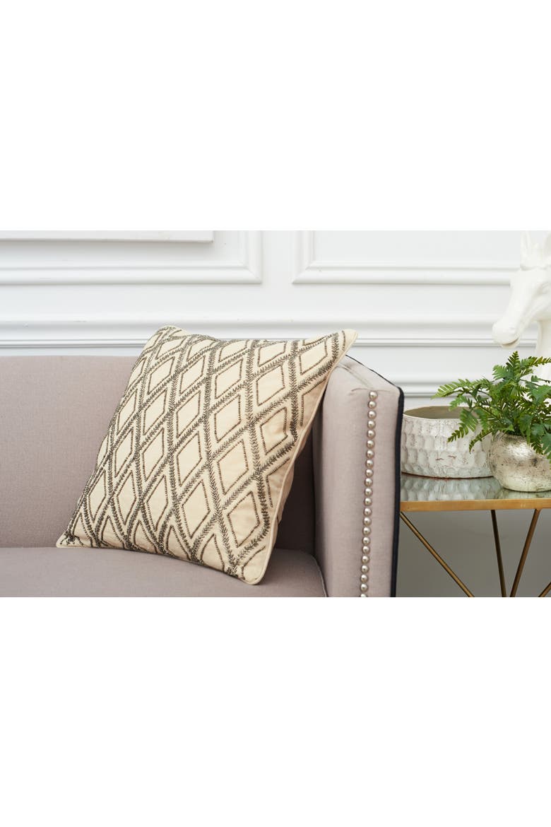 Graphite Gray Double Diamond Accent Throw Pillow 18" x 18", Alternate, color, Grey