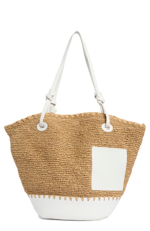 Curved Straw Tote Bag