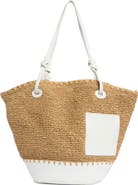 Collection XIIX Curved Straw Tote Bag