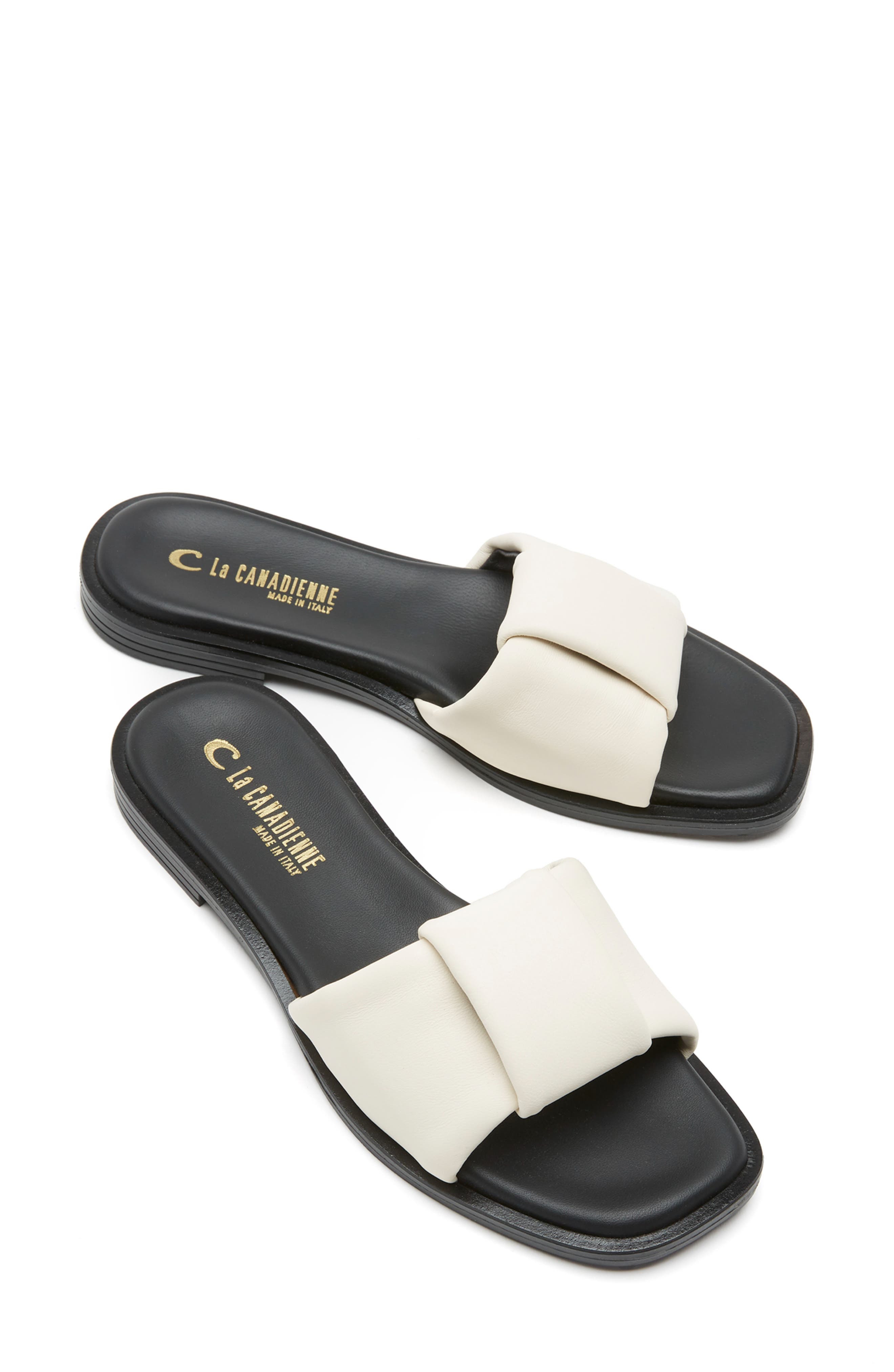 Farrah Slide Sandal, Alternate, color, MILK LEATHER