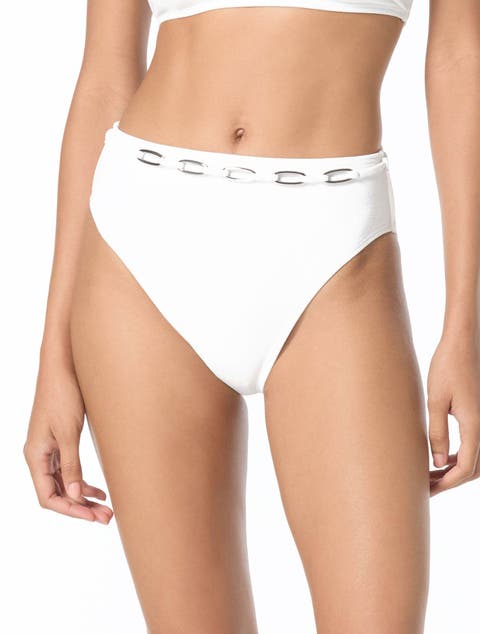 Oval Link Crepe Solids High Waist Swim Bottom