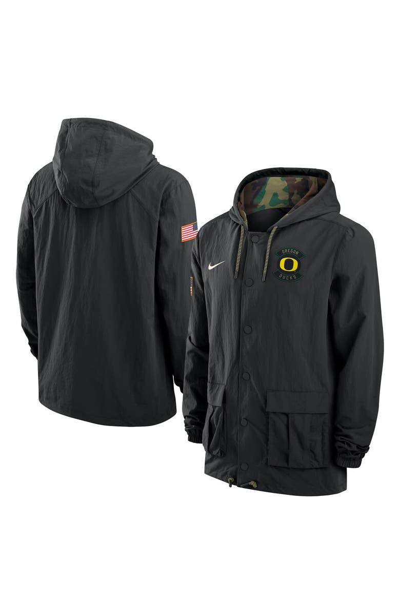 Nike Men's Nike Black Oregon Ducks 2025 NCAA Military Appreciation Full-Snap Jacket, Main, color, Black