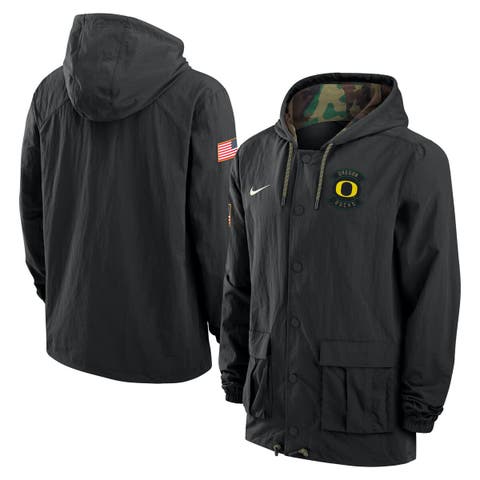 Men's Nike Black Oregon Ducks 2025 NCAA Military Appreciation Full-Snap Jacket