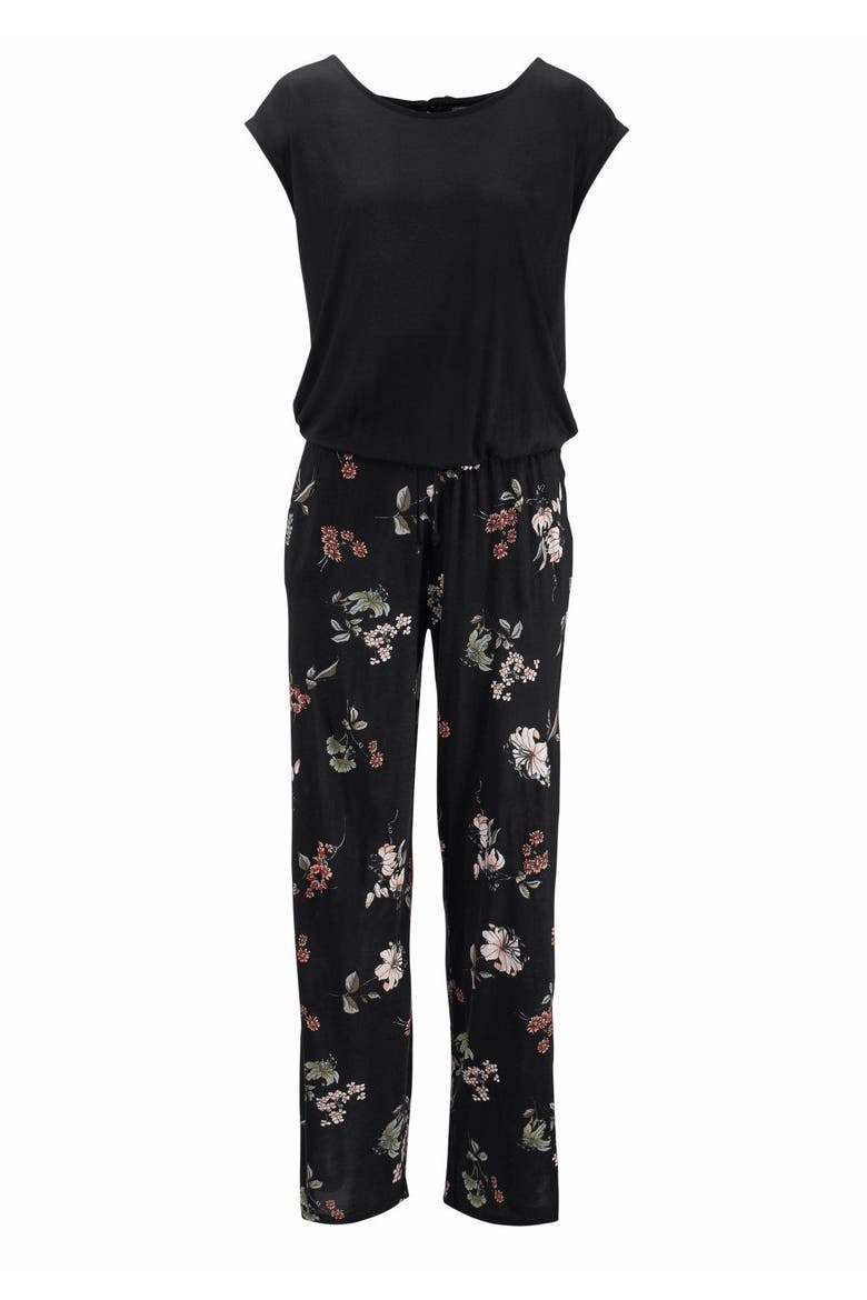 Layered Look Jumpsuit, Alternate, color, Black Printed