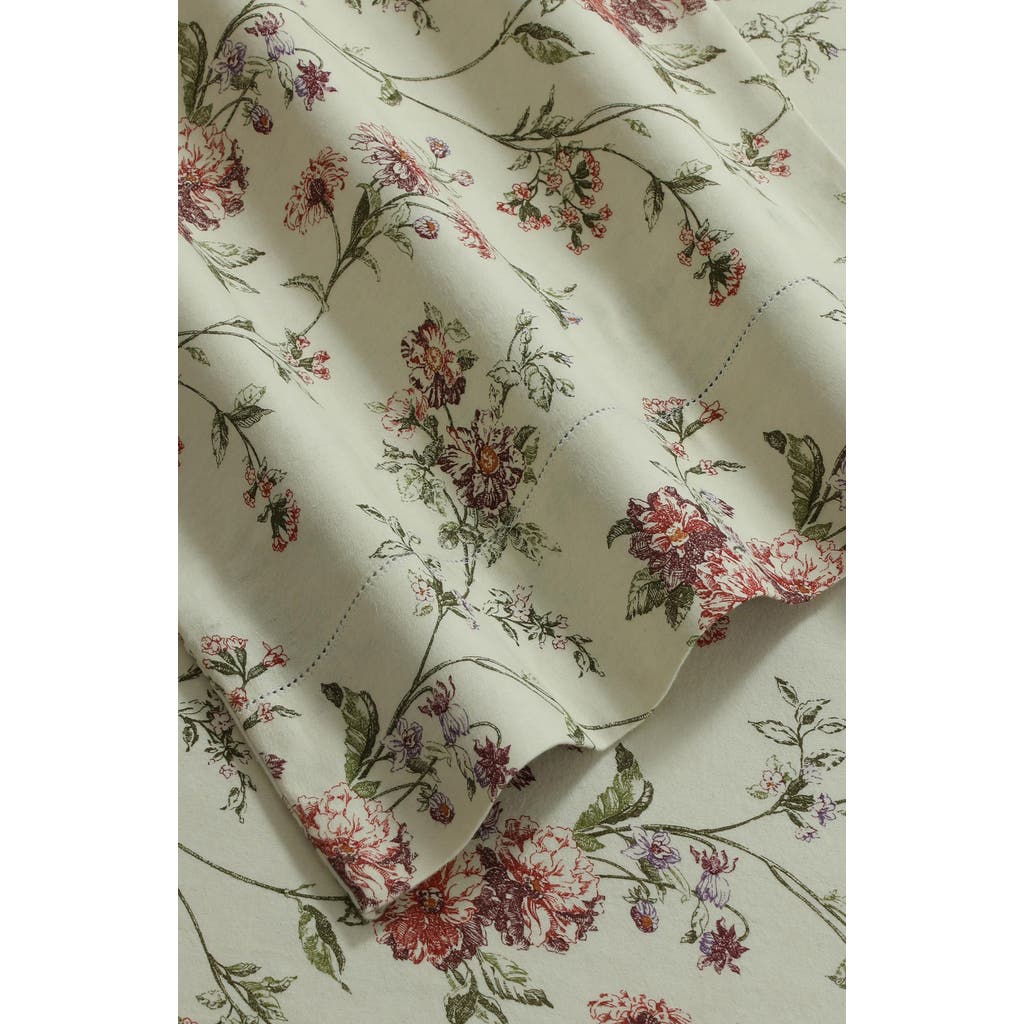 Azores Home Dollhouse Floral Cotton Flannel Sheet Set In Brown