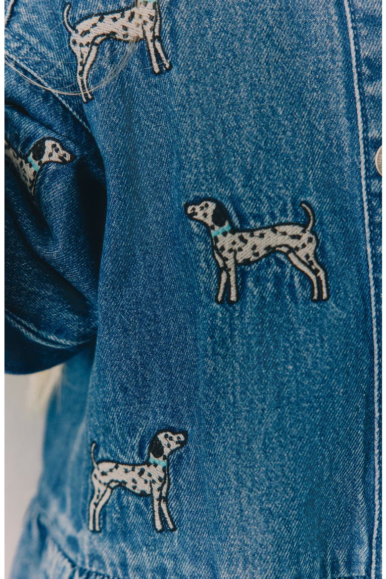 Kids' Dalmatian Embroidered Denim Dress, Alternate, color, BLUE