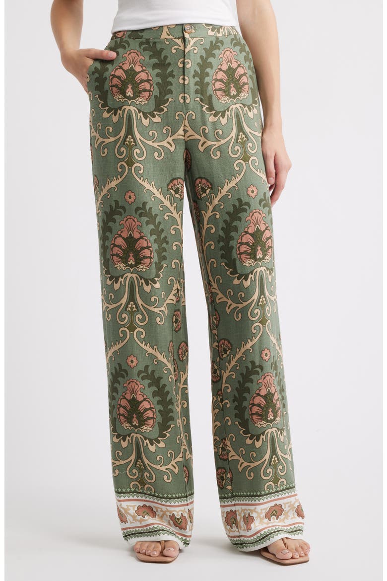 The Soft Print Pants, Main, color, MEZZO SAGE