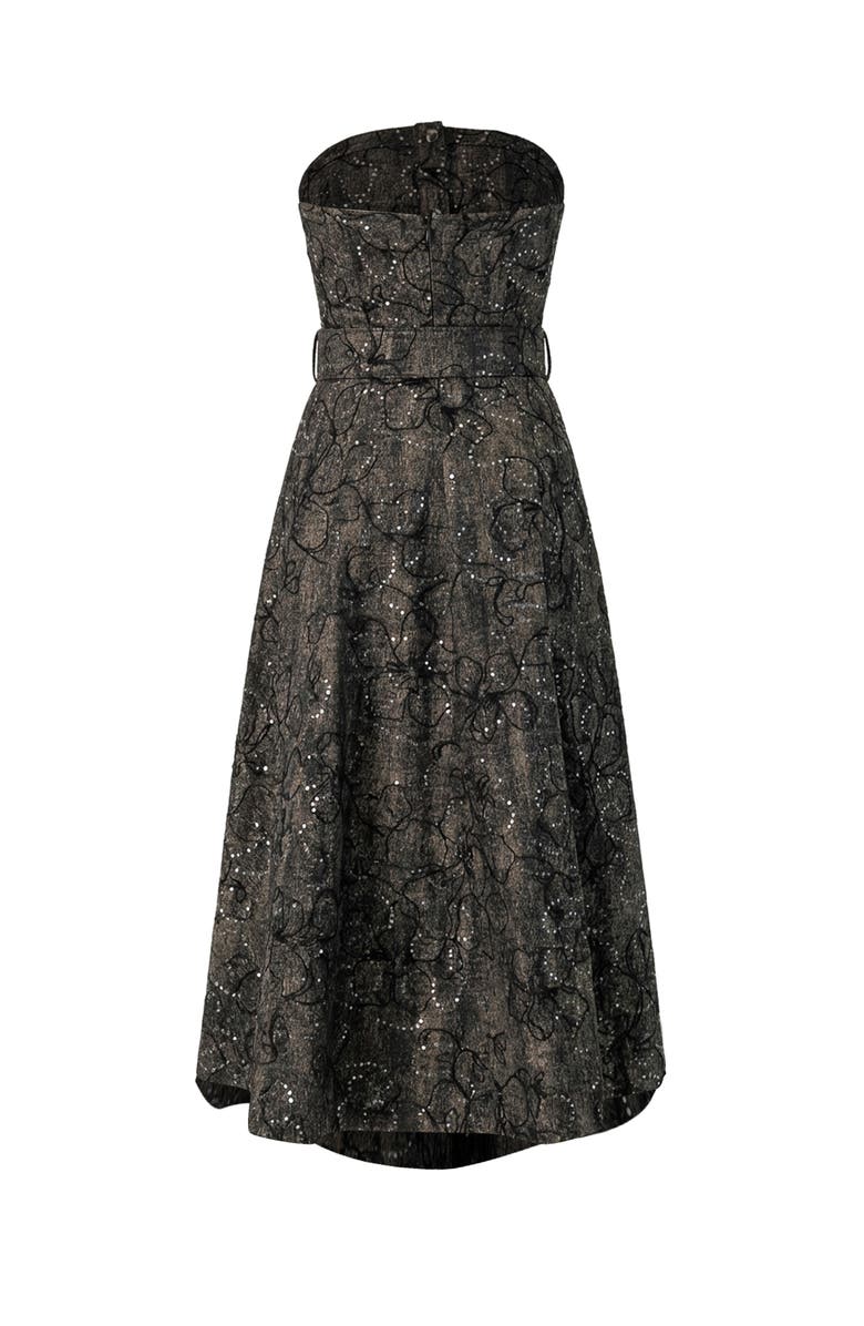 IVONNE Fantasy Denim Midi Strapless Dress, Alternate, color, Black