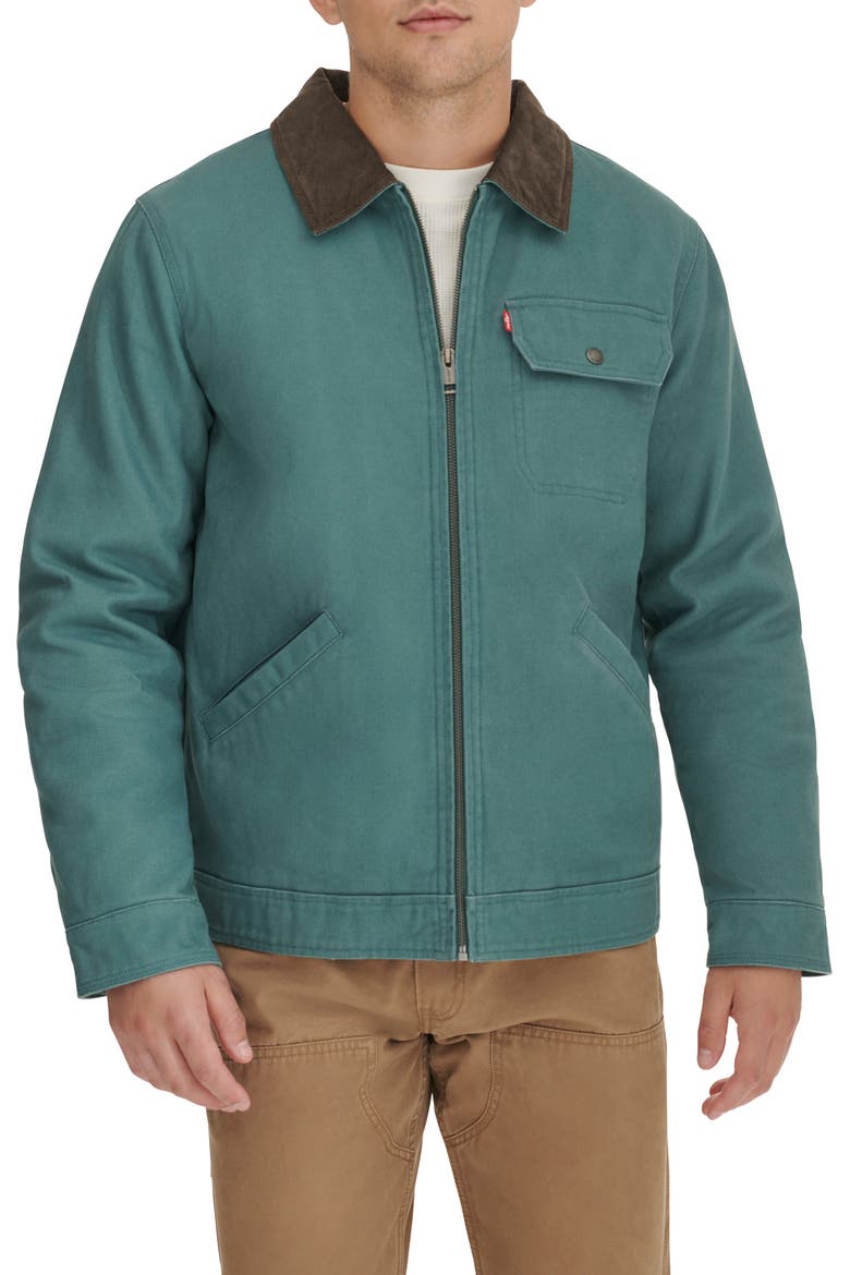 Corduroy Collar Workwear Jacket, Main, color, ATLANTIS