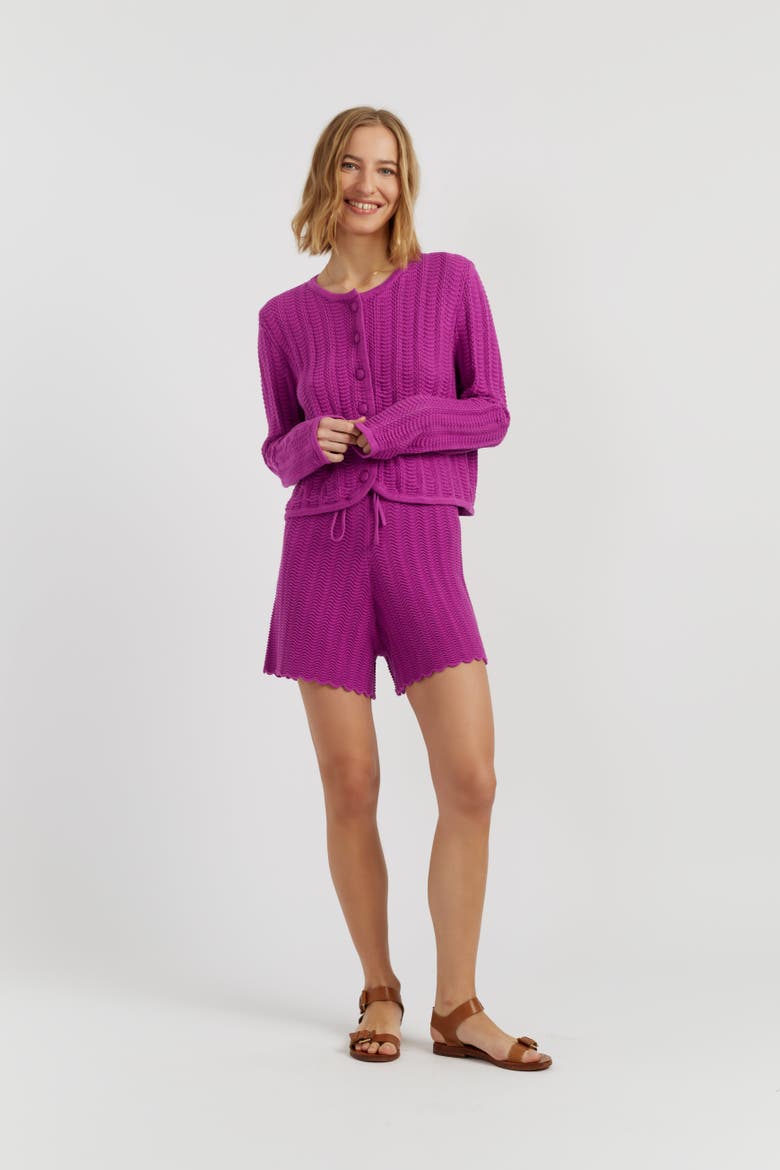 Cotton Crochet Shorts, Alternate, color, Magenta