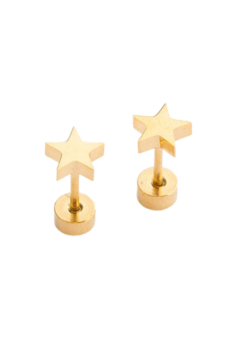 Star Stud Earrings, Main, color, Gold