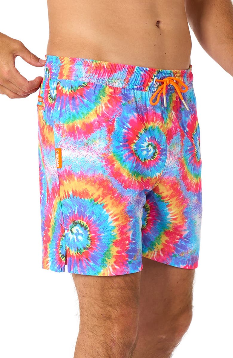 OppoSuits Mr. Tie Dye Swim Trunks, Alternate, color, Blue Multi Tie Dye