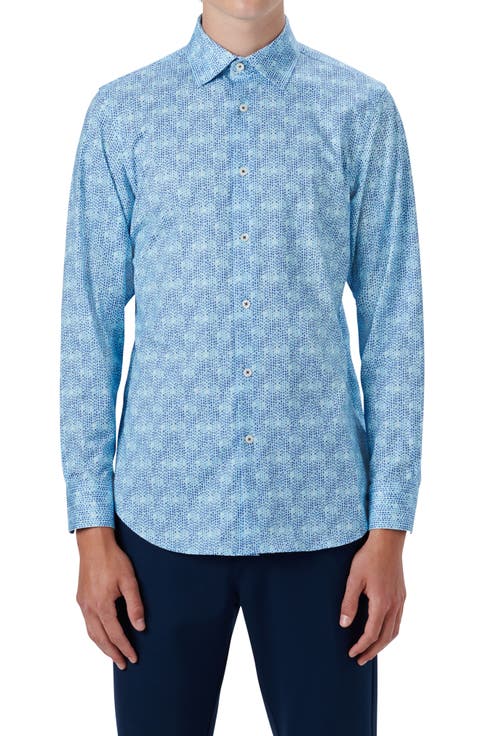 OoohCotton® Abstract Print Button-Up Shirt