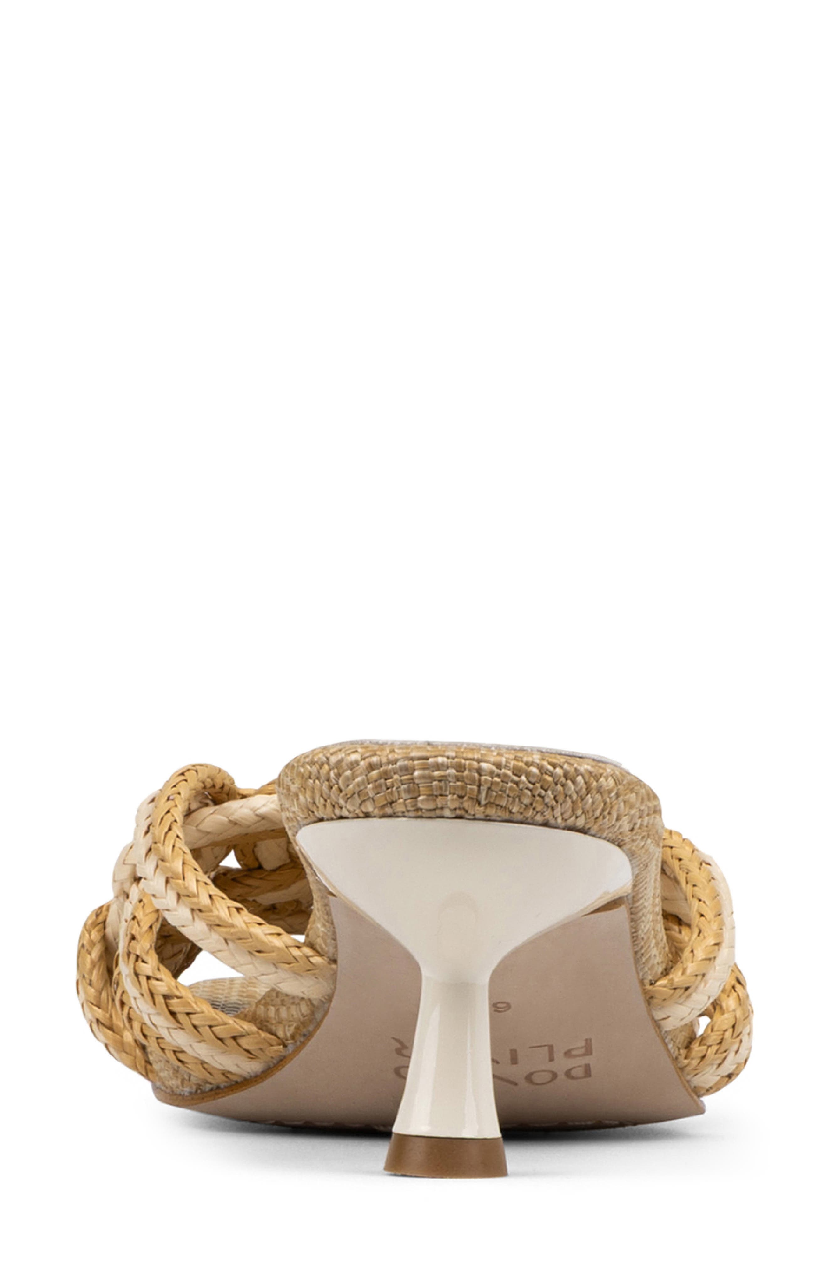 Raffia Kitten Heel Slide Sandal, Alternate, color, BONE/ NATURAL