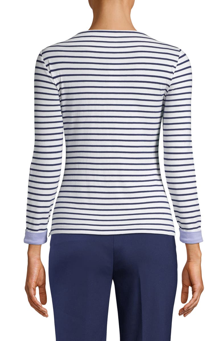 Anne Klein Stripe Contrast Cuff Top, Alternate, color, 