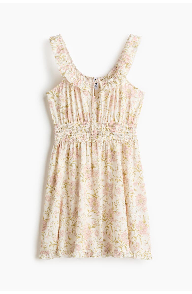H&M Frill-trimmed Dress, Main, color, Light Beige/Floral