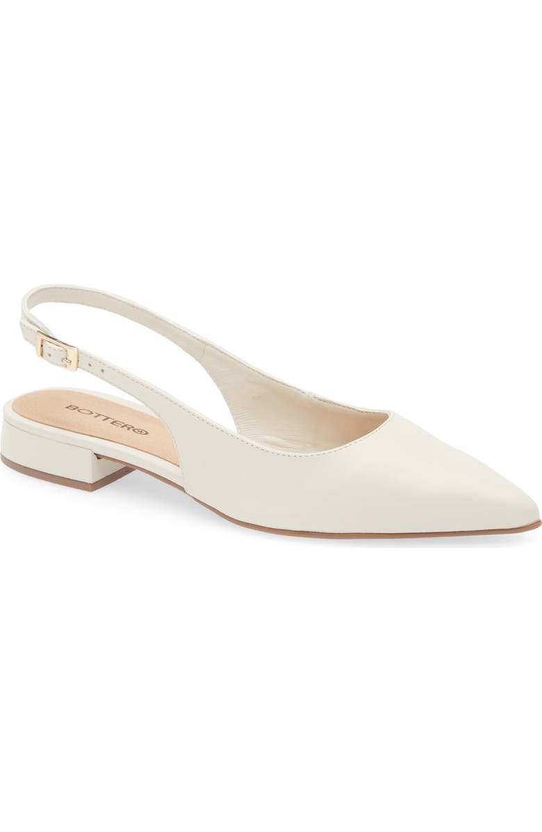 Bottero Alessandra Slingback Pointed Toe Flat, Main, color, Off White