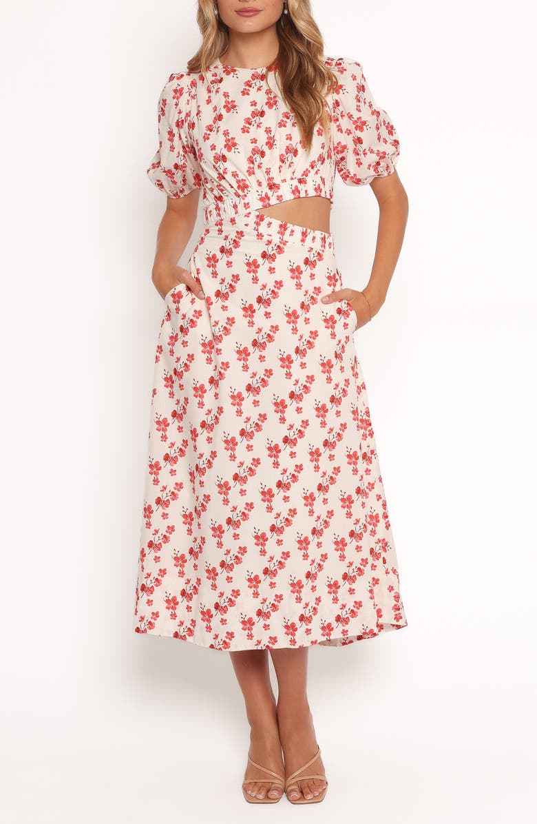 Petal & Pup Aminah Floral Puff Sleeve Maxi Dress, Main, color, Red Floral