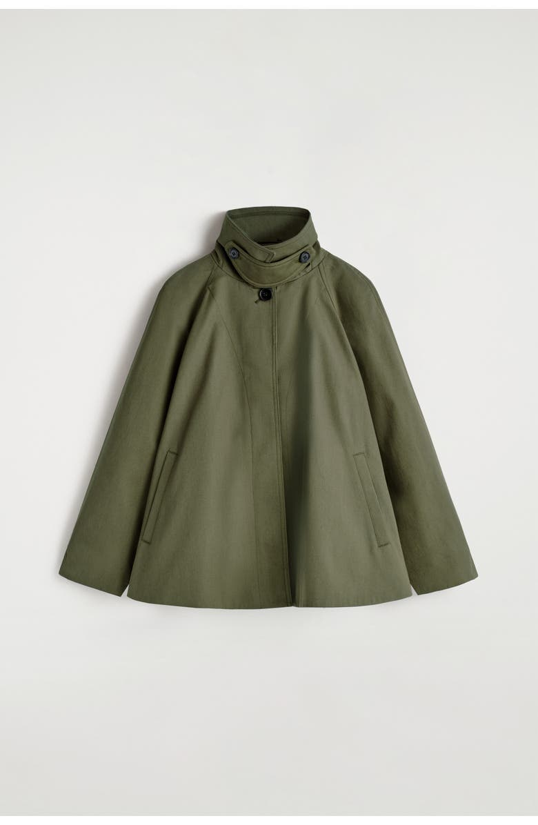 COS A-line Cotton-twill Jacket, Alternate, color, Khaki