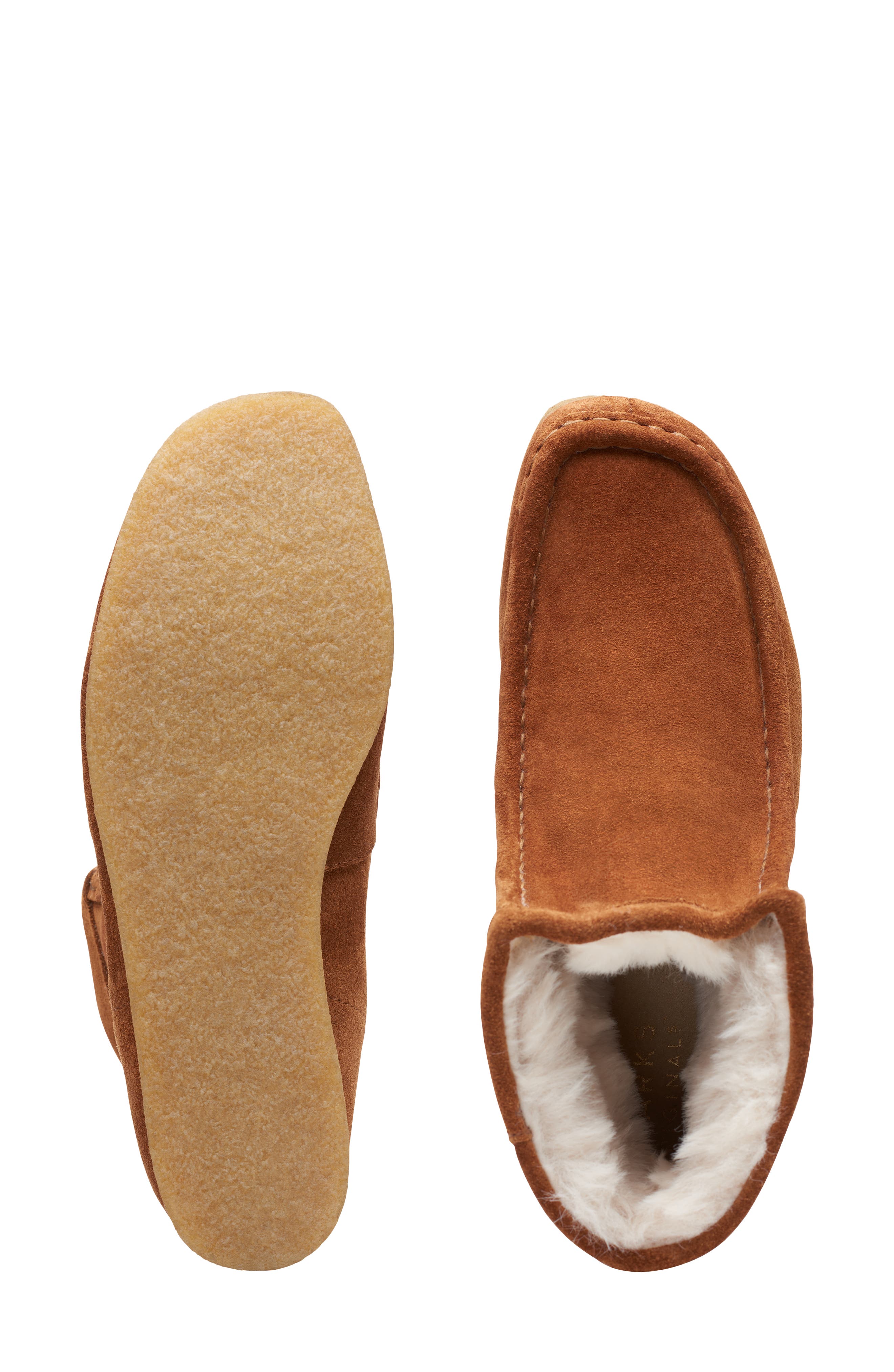 Clarks<sup>®</sup> Wallabee Hi Faux Shearling Bootie, Alternate, color, 