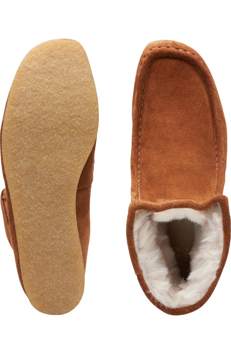 Clarks<sup>®</sup> Wallabee Hi Faux Shearling Bootie, Alternate, color,