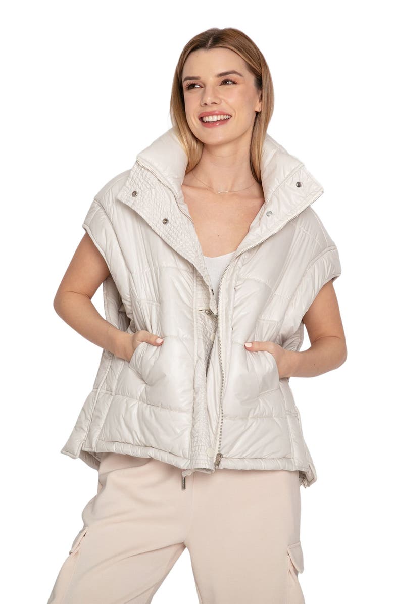 Belle & Bloom Hypnotized Quilted Puffer Vest, Alternate, color, Cream