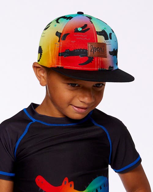 DEUX PAR DEUX DEUX PAR DEUX BOY'S PRINTED CAP BLACK AND MULTICOLORED CROCODILES