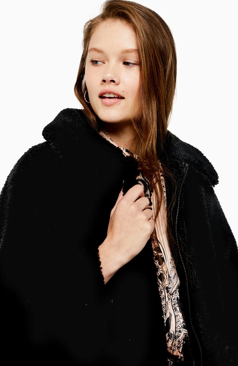 Topshop Fleece Jacket, Alternate, color,