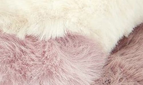 Memoi Colorblock Crossover Faux Fur Slipper In Brown