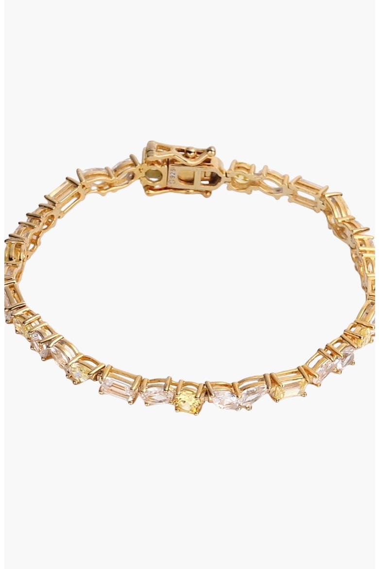 Lab Grown White Sapphire and Canary Mixed Shape Tennis Bracelet, Alternate, color, Canary
