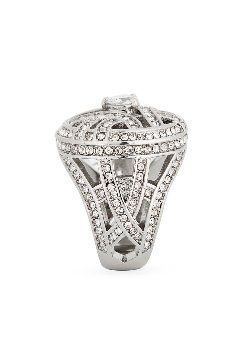 Pavé Deco Woven Ring, Alternate, color, CLEAR/ SILVER